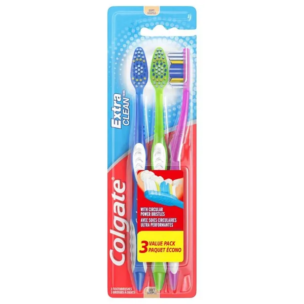 Szczoteczka do zębów Colgate Extra Clean, 3 szt. — hurtowo, higiena jamy ustnej, Francoalva Sp. z o.o., Warszawa